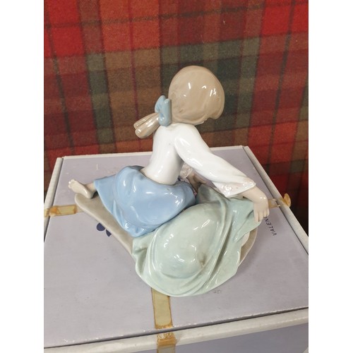 160 - Large Lladro Figure Girl With Puppy 