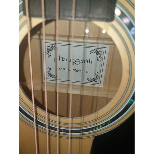 177 - Top Quality Martin Smith Acoustic Guitar In Carry Case Model No W 101-N-PK ( Natural)