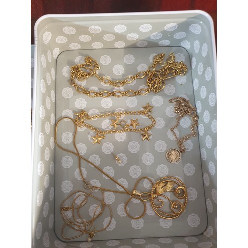 40B - Box Of Yellow Metal Jewellery Gold Plated Pocket Watch Case etc