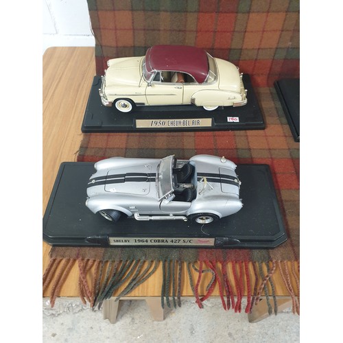 180 - 4 Large Scale Models Sports Cars Including Classic 1950 Chevy Bel Air All On Plinths