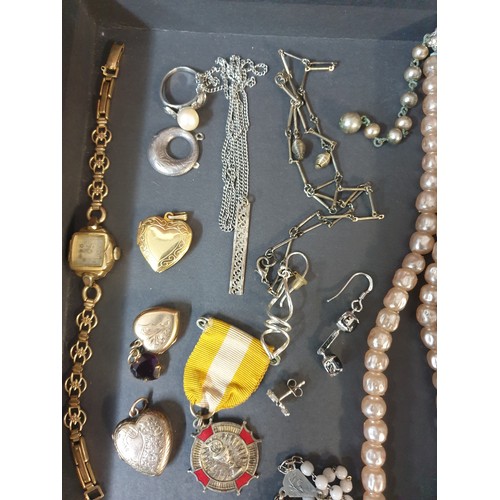 20 - Selection Of Costume Jewellery To Include 12 ct Rolled Gold Rotary Watch, 9ct Gold Back And Front Lo... 