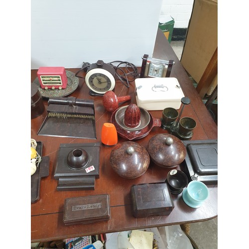 189 - Selection Of Bakelite And Plastic Items From 1930s to 80s Calendar, Clocks, Boxes , Egg Cups Trays E... 