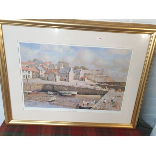 263 - Large Limited Edition Print Crail Harbour 83 x 64 Cm Signed By Artist R Forsyth