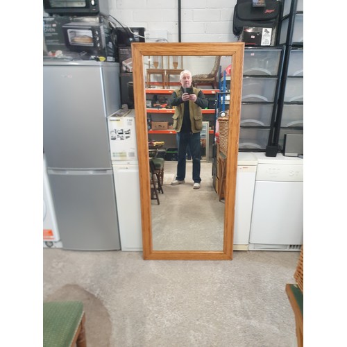 267 - Huge Haevt Light Oak Framed Full Size Mirror 165 x 74 cm