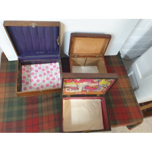 227 - 3 Assorted Boxes Tea  Caddy, Jewellery Box And Document Box