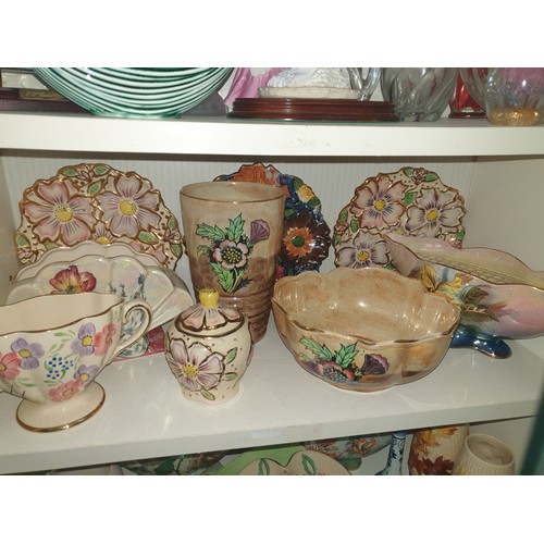 294 - 2 Shelves Of Collectables Lustre Ware Etc