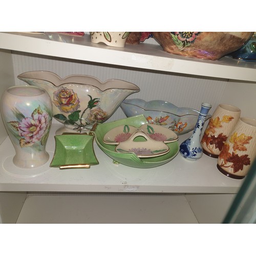 294 - 2 Shelves Of Collectables Lustre Ware Etc