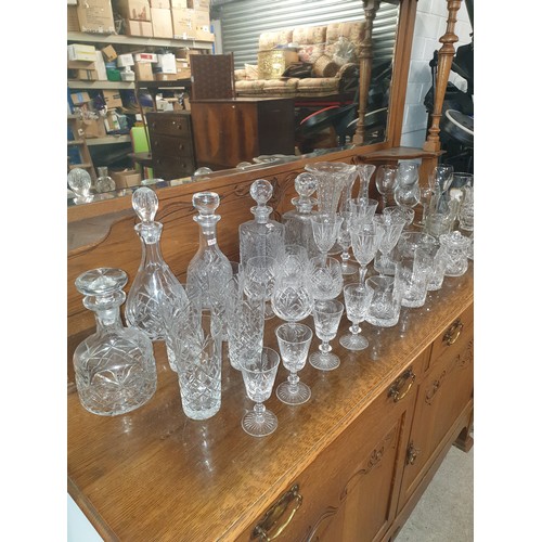 295 - Large Selection Of Glass And Crystal Decanters Glasses Vases Etc