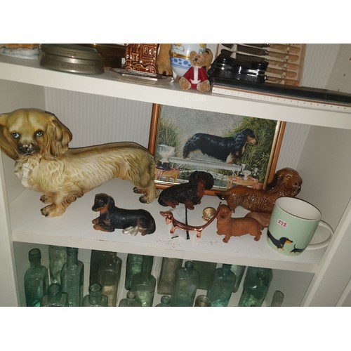 272 - A Shelf Of Dashound Sausage Dogs Etc & Painting Of Dachshund etc