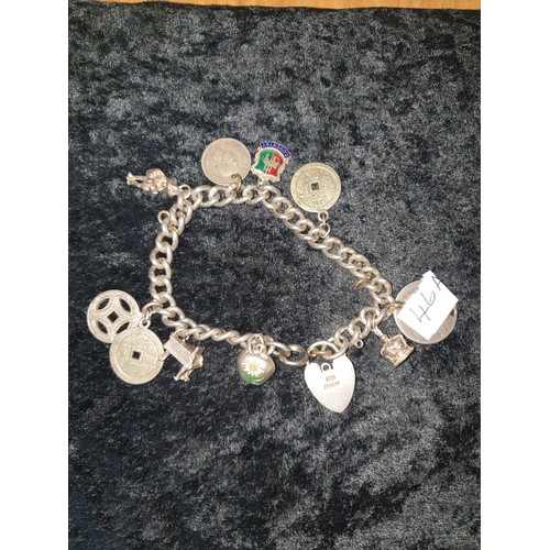 46A - Silver Charm Bracelet With 10 Charms