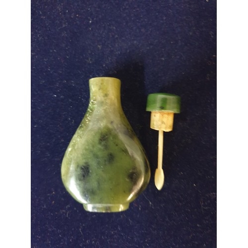 11 - A Chinese Perfume Bottle Possibly Jade With Stopper