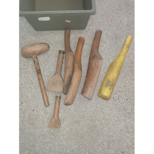 A Box Of Vintage Lead Working Tools For Roofing Etc