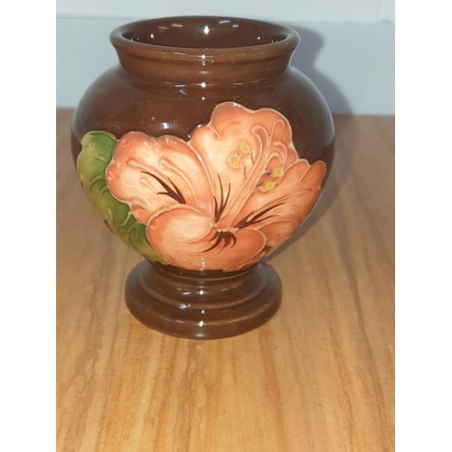 100 - A Early Moorcroft Small Vase Hibiscus Pattern