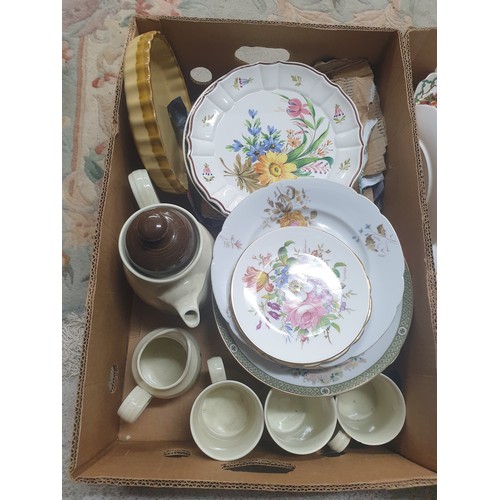 416 - 2 Boxes Of Collectables Plates Retro Tea Ware etc