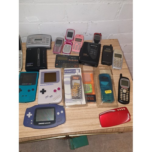 155 - A Box Of Mobile Phones, Cassette Players, Nintendo Game Boys & other items