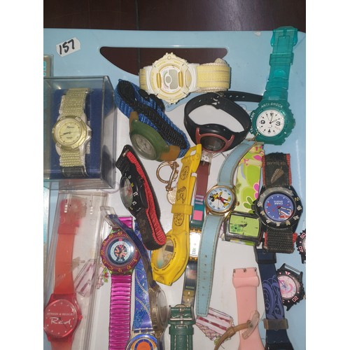 157 - A Tray Of Collectable Watches Swatch, Casio, Barbie & Mickey Mouse Etc