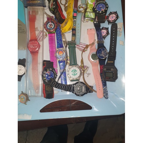 157 - A Tray Of Collectable Watches Swatch, Casio, Barbie & Mickey Mouse Etc