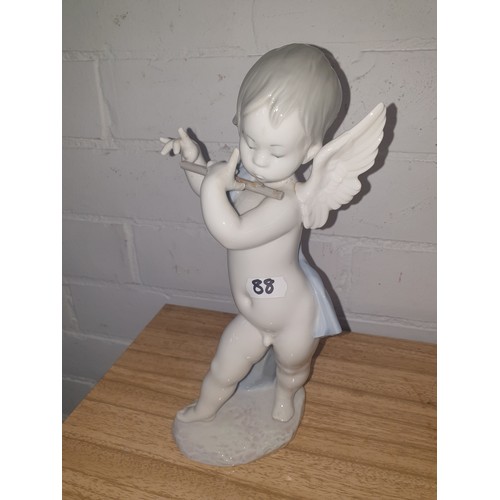 88 - Super Rare Lladro Large Angel Playing Flute Stands [30cm Tall]