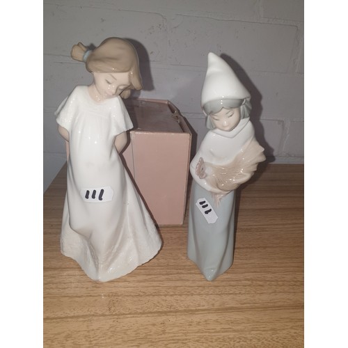 111 - Lladro Girl With Chicken Figure And Nao Girl 