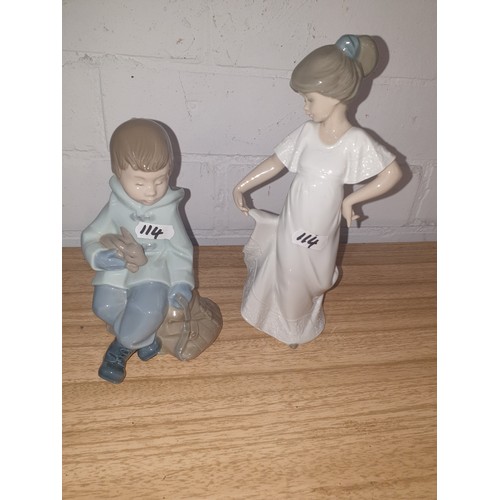 114 - 2 Nao Figures Flamenco Dancer And Boy With Rabbit