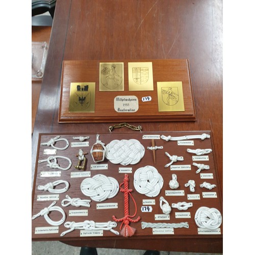 179 - Box Of Collec tables To Include Nautical Knots Display Plaques And BB Coin in Wooden Frame