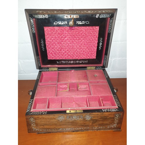 198 - Beautiful Ladies Mother Of Pearl Victorian Jewellery Box With Fitted Interior