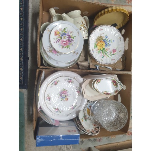 416 - 2 Boxes Of Collectables Plates Retro Tea Ware Royal Albert Spode, Doulton  etc