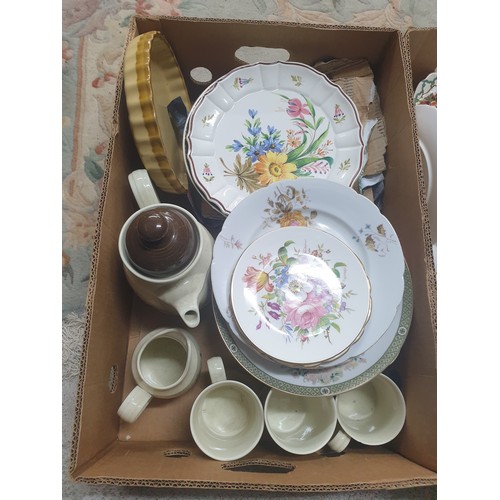 416 - 2 Boxes Of Collectables Plates Retro Tea Ware Royal Albert Spode, Doulton  etc