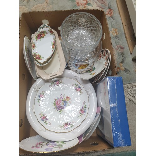 416 - 2 Boxes Of Collectables Plates Retro Tea Ware Royal Albert Spode, Doulton  etc