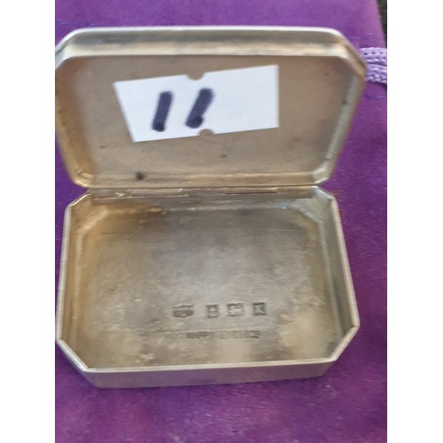 11 - Birmingham Silver Hallmarked Pill Box / Snuff Box