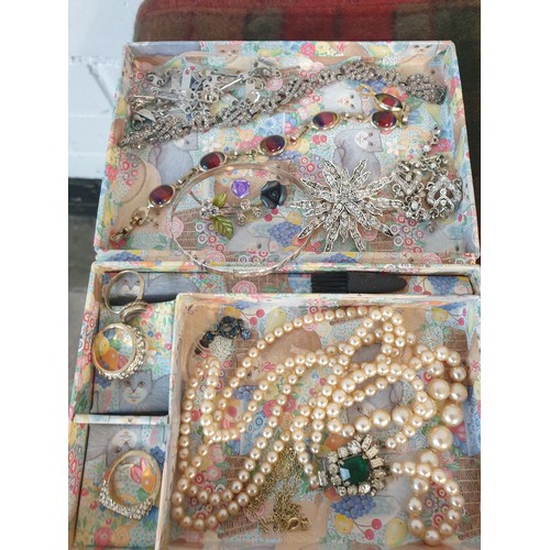 51A - A Box Of Costume Jewellery; Brooches, Bracelets, Necklaces & Rings etc