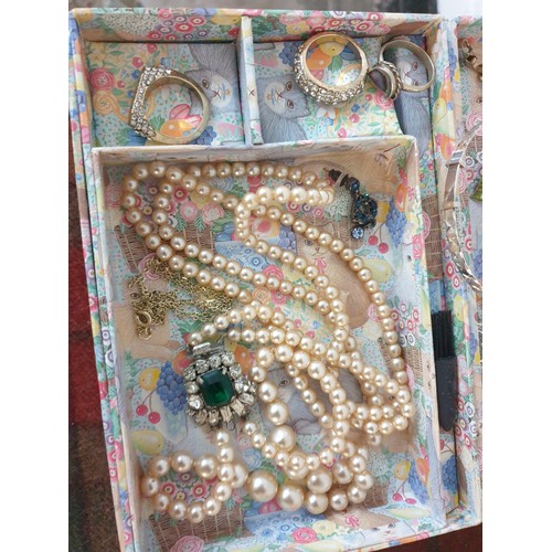 51A - A Box Of Costume Jewellery; Brooches, Bracelets, Necklaces & Rings etc