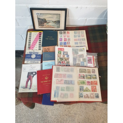 110 - Selection Of Stamps In Albums, Masonic Books, Viewmaster Slides etc