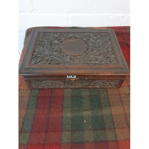 116 - Wooden Carved Box With Crystal Clown Figures etc