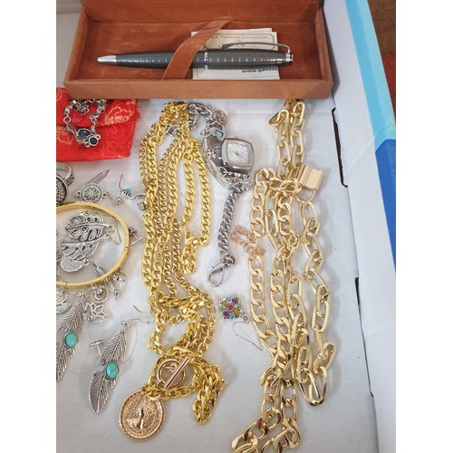 30 - A Selection Of Costume Jewellery Including Boxed Aston Brown Pen etc