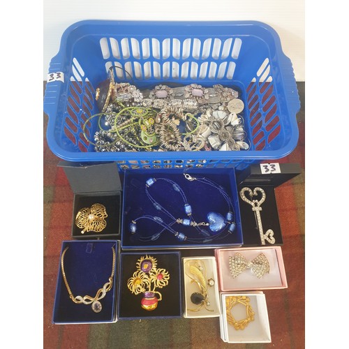 33 - Basket Of Costume Jewellery And Selection Of Boxed Jewellery