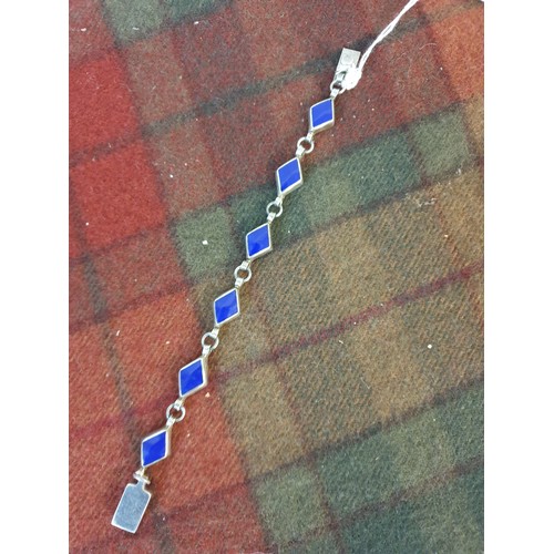 30D - Heavy Silver And Cobalt Blue Enamel Bracelet