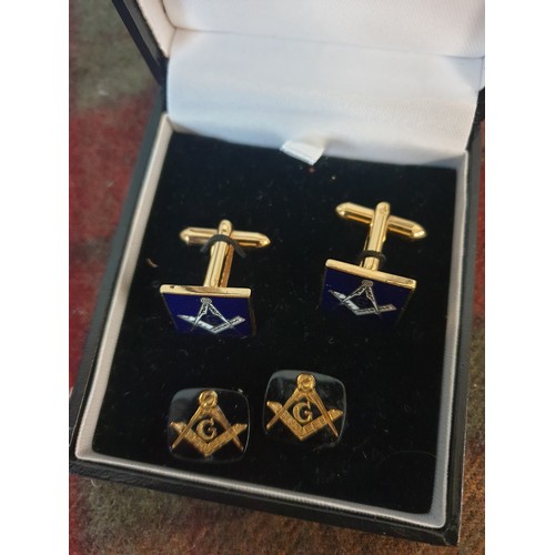 14A - Pair Of Masonic Cuff Links And 2 Masonic items