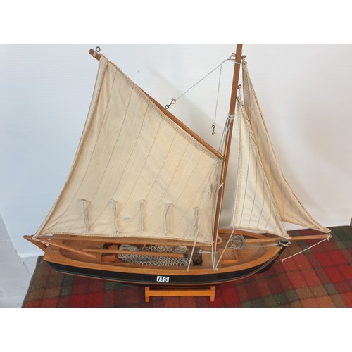 135 - Large Model Boat On Stand 52 cm Tall 60 cm Long