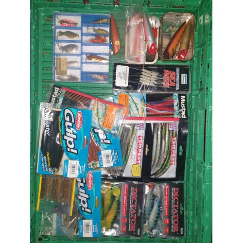 70 - A Crate Of Sea Fishing Tackle Etc And Shakespeare Fishing Stool Storage Box And Contents