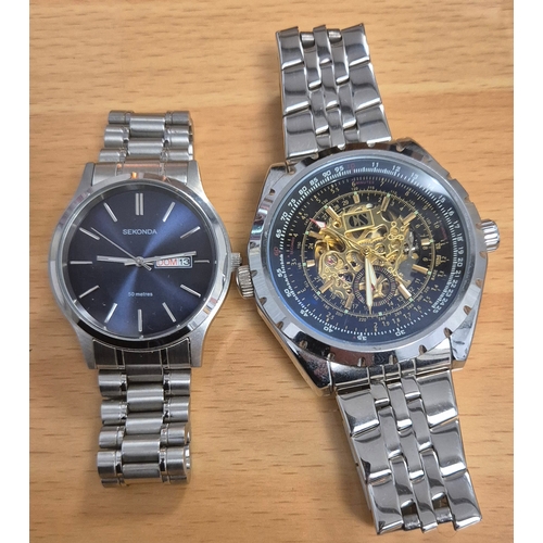 64 - Gents Sekonda 50 metres watch together with CS Skelton watch [Both Working]