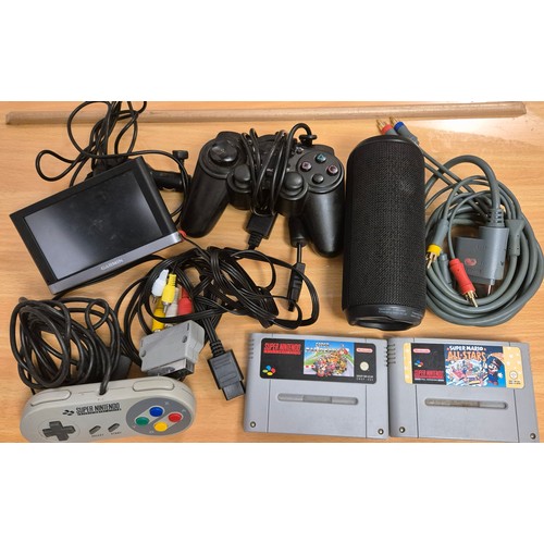 65 - A collection of miscellaneous items; Super Nintendo Super mario kart, super mario all stars, Super N... 