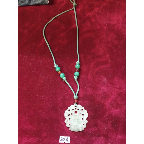 20A - Jade Style Oriental Pendant On Necklace