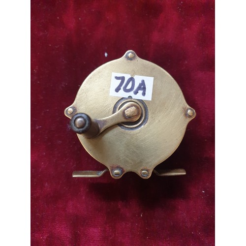 70A - Vintage Brass Fly Reel With Makers Marks To Foot