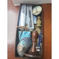 A Selection of collectables; Parker pens, albion shell desk display ...