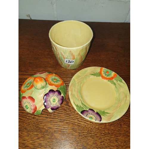 133 - Art Deco Hand Painted Carlton Ware Presserve Dish With Cover And Resting Plate