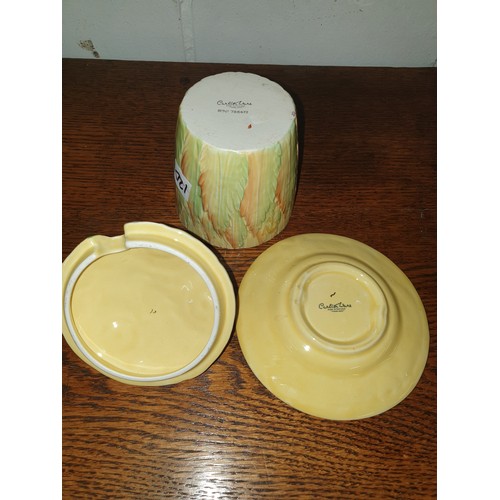 133 - Art Deco Hand Painted Carlton Ware Presserve Dish With Cover And Resting Plate