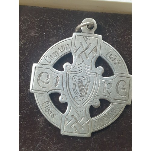 32 - Silver Hallmarked Irish Celtic Fob And Australian 1985 1 Dollar Coin with Gold Plated Necklace