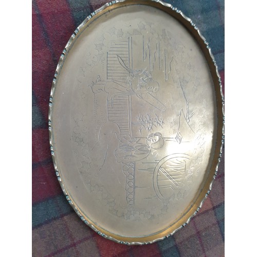 149 - Selection Of Brassware to Include Large Chinese Plaque And Chinese Tray etc