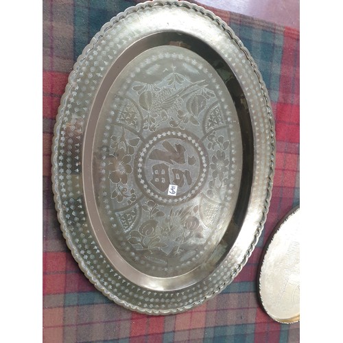149 - Selection Of Brassware to Include Large Chinese Plaque And Chinese Tray etc